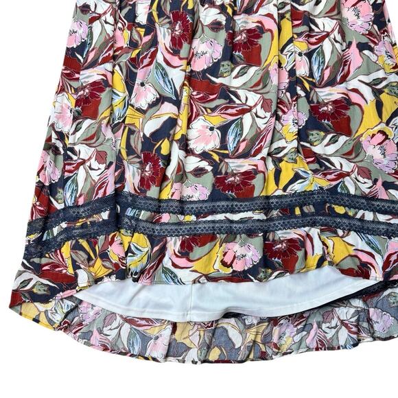 Torrid Plus Maxi Crinkle Gauze Hi-Low Pull On Colorful Floral Midi Maxi Skirt - Picture 6 of 12